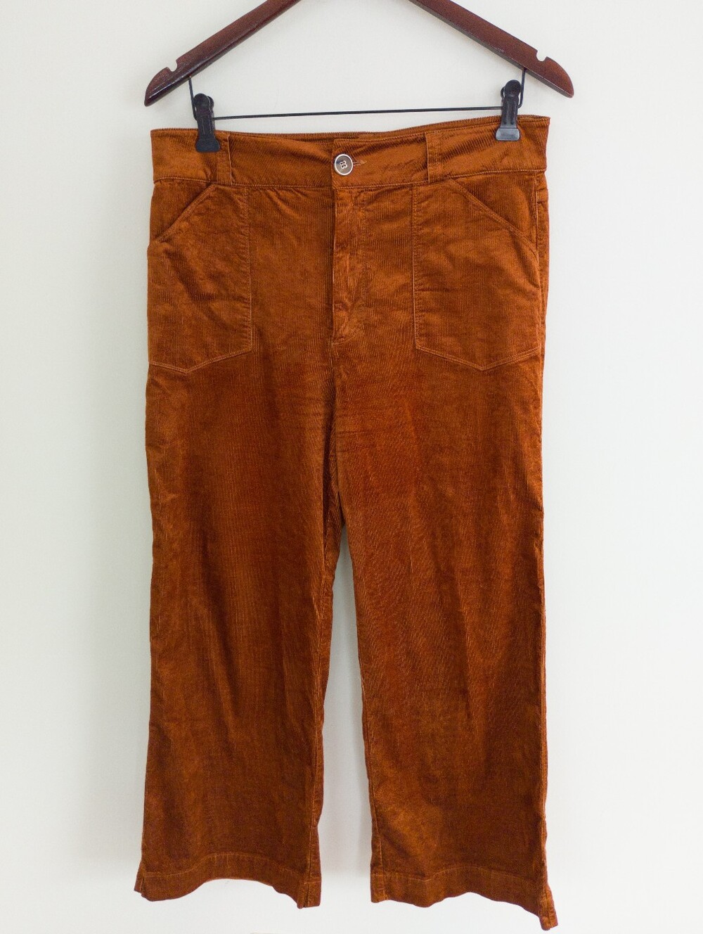 PAIGE Anessa High Rise Wide Leg Corduroy Crop Pants Argan Oil Size 30